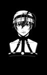  belt choker collarbone greyscale hairband jojo_no_kimyou_na_bouken male_focus monochrome narancia_ghirga outlawlaw solo tongue tongue_out upper_body 