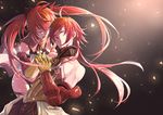  1girl closed_eyes detached_sleeves earrings fate/grand_order fate_(series) gauntlets husband_and_wife jewelry jh long_hair open_mouth parted_lips rama_(fate/grand_order) red_hair sita_(fate/grand_order) twintails 