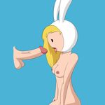  adventure_time blonde_hair breasts disembodied_penis fake_ears fake_rabbit_ears female fenix31_(artist) fionna_the_human hair human male mammal nipples not_furry open_mouth penis saliva vein 