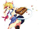  animal_ears bad_id bad_pixiv_id bag blonde_hair cat_ears cat_tail chocolate original panties red_eyes riv school_bag school_uniform short_hair solo striped striped_panties tail underwear 