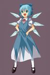  cirno hands_on_hips highres irohara_mitabi open_mouth smile solo touhou 