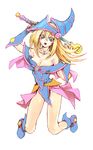  bare_shoulders blonde_hair blue_footwear boots brooch choker dark_magician_girl detached_sleeves duel_monster goshi green_eyes hat jewelry long_hair pentacle solo wizard_hat yuu-gi-ou yuu-gi-ou_duel_monsters 