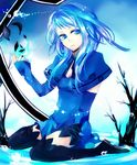  bad_id bad_pixiv_id blue_eyes blue_hair detached_sleeves long_hair mizuki_(noise) shoujo_byou solo souhaku_sisferia thighhighs tree zettai_ryouiki 