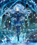  bad_id bad_pixiv_id blue_eyes blue_hair bug butterfly cloak dress forest himehi insect legs long_hair nature shoujo_byou solo souhaku_sisferia thighhighs water zettai_ryouiki 