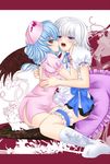  bad_id bad_pixiv_id bat_wings couple error frilled_pillow frills izayoi_sakuya multiple_girls nekokotei pillow red_eyes remilia_scarlet short_hair silver_hair sitting touhou wings yuri 