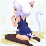  animal_ears bad_id bad_pixiv_id bat_wings blue_hair blush cat_ears cat_tail hat kemonomimi_mode one-piece_swimsuit red_eyes remilia_scarlet school_swimsuit short_hair solo swimsuit tail thighhighs touhou wings yagami_ryouichi 