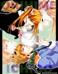  1girl bleach casual fingerless_gloves gloves inoue_orihime kurosaki_ichigo orange_eyes orange_hair oz_(invivi) scarf smile zoom_layer 