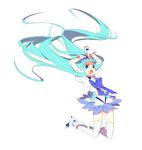  blue blue_choker blue_eyes blue_hair blue_skirt bow choker cure_marine floating hair_ornament heart heartcatch_precure! kurumi_erika long_hair magical_girl open_mouth precure skirt solo thighhighs very_long_hair white_legwear wrist_cuffs yui_(kanatamoo) 