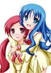  asakura_ryou_(minazukitei) blue_eyes blue_hair blush hanasaki_tsubomi heartcatch_precure! kurumi_erika long_hair multiple_girls myoudou_gakuen_middle_school_uniform open_mouth precure red_eyes red_hair school_uniform serafuku 