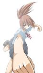  asahina_samidare bad_id bad_pixiv_id brown_eyes brown_hair foreshortening hoshi_no_samidare konoe_yuba looking_at_viewer ponytail punching simple_background skirt solo white_background 