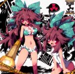  bikini blush caution_tape dangomushi fang looking_at_viewer navel open_mouth radiation_symbol reiuji_utsuho swimsuit time_paradox touhou 