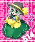  green_eyes green_hair hat heart heart_of_string komeiji_koishi ryuukichi smile solo touhou 