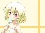  blonde_hair drill_hair food luna_child popsicle red_eyes shino_megumi solo touhou 
