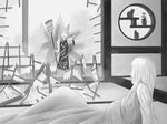  animal_ears bad_id bad_pixiv_id broom eye_pop fox_ears fox_tail greyscale long_hair monochrome mouse multiple_girls multiple_tails round_window tail tatami touhou wimifu window yakumo_ran yakumo_yukari younger 