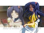 1girl blue_hair clannad female ichinose_kotomi indoors long_hair school_uniform solo wallpaper 