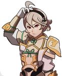  1girl ahoge alternate_costume armor fire_emblem fire_emblem_if hairband my_unit_(fire_emblem_if) short_hair solo splashbrush 