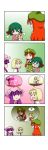  &gt;_&lt; /\/\/\ 4koma 5girls =_= ? ^_^ absurdres alice_margatroid animal_ears arm_behind_head blonde_hair capelet chibi chinese_clothes clenched_teeth closed_eyes comic crescent crescent_hair_ornament eyebrows_visible_through_hair eyes_closed fairy_wings flandre_scarlet flat_cap flower_wreath flying_sweatdrops green_hair green_skirt green_vest grimace hair_ornament hat highres holding_person hong_meiling hug kasodani_kyouko lily_white long_hair magic mob_cap multiple_girls o_o open_mouth patchouli_knowledge pink_robe puffy_short_sleeves puffy_sleeves purple_hair rakugaki-biyori rapeseed_blossoms red_hair red_skirt red_vest robe sewing short_hair short_sleeves sidelocks silent_comic skirt smile solid_oval_eyes speech_bubble spoken_question_mark star sweatdrop tears teeth touhou very_long_hair vest wings 