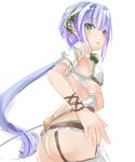  atelier_(series) atelier_sophie blue_hair blush from_behind green_eyes himajin_(starmine) looking_back multicolored_hair plachta ponytail purple_hair sketch solo two-tone_hair 