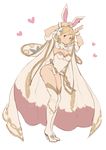  alternate_costume animal_ears arms_up blonde_hair boots brown_eyes bunny_ears bunny_pose bunny_tail cape djeeta_(granblue_fantasy) flower granblue_fantasy hair_flower hair_ornament hanarito high_heel_boots high_heels looking_at_viewer sage_(granblue_fantasy) solo tail thigh_boots thighhighs white_footwear white_legwear 