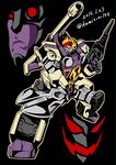  blitzwing cannon decepticon gun holding holding_weapon kamizono_(spookyhouse) machinery mecha no_humans red_eyes sword transformers transformers_animated weapon 