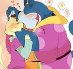  &lt;3 2016 abstract_background against_wall anthro belly big_belly blush cat claws clothed clothing doraemon duo eyes_closed fangs feline french_kissing fully_clothed hat hug hyaku1063 japanese_clothing kimono kissing larger_male long_tail male mammal nekojara obese open_mouth overweight overweight_male romantic romantic_couple simple_background size_difference smaller_male sweat teeth thick_eyebrows tongue tongue_out whiskers 