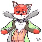  burning_calvin canine clothed clothing disney duo female fox happy judy_hopps lagomorph long_ears male mammal nick_wilde rabbit size_difference zootopia 