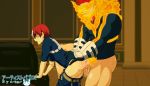  2boys abs age_difference anal ass bara boku_no_hero_academia couch cum cum_in_ass cumdrip endeavor_(boku_no_hero_academia) family father_and_son fire incest male_focus multiple_boys muscle onoro_nyo pecs penetration red_hair sex size_difference thrusting todoroki_enji todoroki_shouto undressing yaoi 