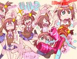  bodysuit brown_hair bug character_name cockroach commentary_request expressions green_eyes hair_ornament helmet insect judgement_gun_morphing kuga_hotaru luluco multiple_views pleated_skirt rotating_light school_uniform shoes side_ponytail skirt skirt_hold socks star star_hair_ornament uchuu_patrol_luluco 