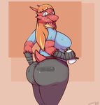  anthro big_breasts big_butt blaziken blush breasts butt clothing female feuera_flametail izzy223 looking_at_viewer mammal nintendo pok&eacute;mon smile sweat video_games 