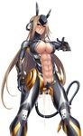  1girl abs alca_steele armor artist_request blush breasts brown_hair cleavage cyborg erect_nipples female large_breasts long_hair looking_at_viewer navel parted_lips red_eyes shindou_l solo standing tail taimanin_asagi taimanin_asagi_battle_arena very_long_hair 