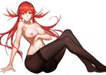  arm_support ass bad_id bad_pixiv_id bangs banryuu_reoko black_legwear breast_hold breasts bubuki_buranki collarbone highres large_breasts licking_lips long_hair looking_at_viewer nero_(nilu) nipples pantyhose quad_tails red_eyes red_hair simple_background sitting solo thighband_pantyhose tongue tongue_out topless white_background 