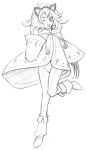 1girl alternate_costume animal_ears boots cat_ears claws curly_hair dragon_quest dragon_quest_vii long_hair looking_at_viewer maribel_(dq7) mayakaek smile solo weapon 
