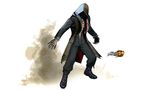  bandages boots copyright_name derivative_work full_body highres hood hoodie kukri_(kof) male_focus mask mori_toshiaki_(style) ronailson_maia sand simple_background solo the_king_of_fighters the_king_of_fighters_xiv white_background 
