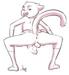  anthro anus aogami balls barefoot bouncing_penis butt cat cub erection feline looking_at_viewer looking_back male mammal monochrome naughty_face open_mouth penis perineum presenting presenting_hindquarters raised_tail rear_view signature solo spread_legs spreading tongue tongue_out twerking young 
