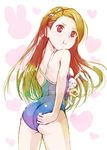  ass brown_hair competition_school_swimsuit ek_masato from_behind hairband idolmaster idolmaster_(classic) long_hair minase_iori one-piece_swimsuit red_eyes school_swimsuit solo stuffed_animal stuffed_bunny stuffed_toy swimsuit 