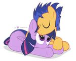  2016 alpha_channel blue_hair cuddling dm29 equine female flash_sentry_(mlp) friendship_is_magic hair lying male mammal my_little_pony purple_eyes transaprent_background twilight_sparkle_(mlp) 