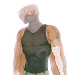  abs ammeja bandages boku_no_hero_academia hair_over_one_eye male_focus mask multiple_arms shouji_mezou simple_background solo white_background white_hair 