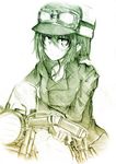  1girl androgynous artist_request brimmed_hat goggles gun hat hermes kino kino_no_tabi monochrome motorad motorcycle revolver short_hair sketch solo tagme vehicle weapon 