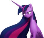  2015 alpha_channel equine feathered_wings feathers female feral friendship_is_magic frown fur hair horn mammal moonlitbrush_(artist) multicolored_hair my_little_pony purple_eyes purple_feathers purple_fur purple_hair simple_background solo transparent_background twilight_sparkle_(mlp) winged_unicorn wings 