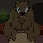  2016 aliasing anthro bear bed bedroom big_breasts breasts cowgirl_position duo erection female interspecies male male/female mammal on_top penetration sex tongue trout_(artist) vaginal vaginal_penetration 