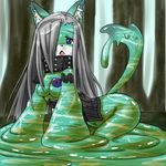  canine clothing collar concon-collector crying female forest fox goo hair hair_over_eye long_hair mammal official_art solo tears tree 