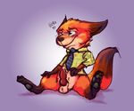  animal_genitalia animal_penis anthro balls bottomless canine canine_penis clothed clothing disney erection fox knot male mammal nick_wilde penis pocketpaws solo zootopia 