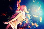  1girl ajo aquarium beads bikini_top cosplay fish midriff one_piece photo pink_hair ribbon sequins shirahoshi shirahoshi_(cosplay) 