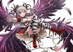  bandages demon_horns drill_hair granblue_fantasy horns idolmaster idolmaster_cinderella_girls kanzaki_ranko kitiku long_hair open_mouth red_eyes silver_hair simple_background solo twin_drills two_side_up wings 