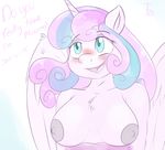  2016 ? aged_up anthro anthrofied areola big_breasts blush breasts chest_tuft dialogue english_text equine female flurry_heart_(mlp) friendship_is_magic hair horn john_sheppard mammal multicolored_hair my_little_pony nipples open_mouth simple_background solo text tuft two_tone_hair white_background winged_unicorn wings 