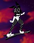  animatronic bunny_costume crossgender daicon_4 fishnet five_nights_at_freddy&#039;s guitar high_heels lagomorph machine mammal musical_instrument rabbit robot shadow_bonnie_(fnaf) snaxattacks video_games 