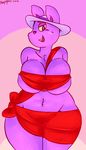  2016 angstrom anthro big_breasts breasts cleavage clothed clothing female fur hat hi_res huge_breasts lagomorph mammal purple_fur rabbit rabbit_shopkeeper ribbons simple_background smile three-quarer_portrait undertale video_games wide_hips 