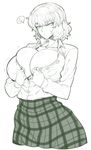  breasts bursting_breasts covered_nipples highres huge_breasts inconvenient_breasts kazami_yuuka open_clothes open_shirt shirt short_hair skirt solo space_jin touhou undersized_clothes 