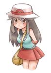  blue_(pokemon) brown_eyes brown_hair dadadanoda handbag hat long_hair pokemon pokemon_(game) pokemon_frlg skirt solo 