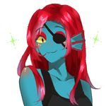  :3 breasts cute eye_patch eyewear fish hair marine monster purincipia red_hair sparkle undertale undyne video_games 